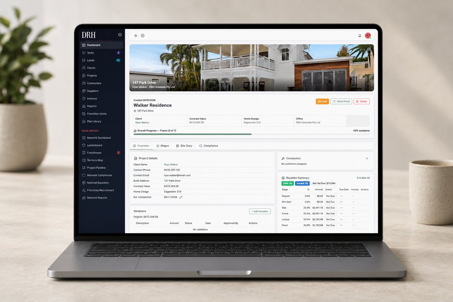 The DRH platform on a laptop and phone